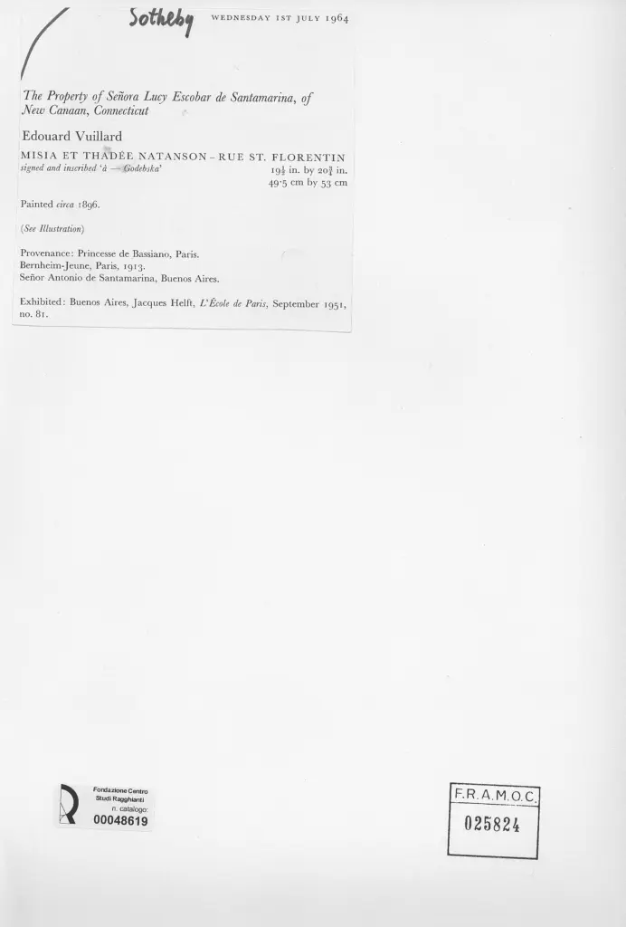 Anonimo , Vuillard, Edouard - sec. XX - Misia et Thad&eacute;e Natanson - Rue St. Flrorentis , retro