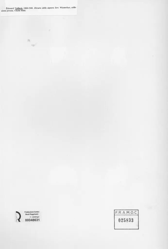 Anonimo , Vuillard, Edouard - sec. XIX - Ritratto della signora Sert , retro