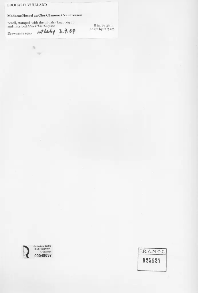 Anonimo , Vuillard, Edouard - sec. XX - Madame Hessel au Clos C&eacute;zanne &agrave; Vaucresson , retro