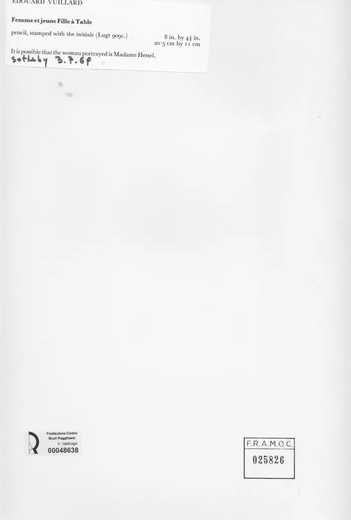 Anonimo , Vuillard, Edouard - sec. XX - Femme et jeune Fille &agrave; Table , retro