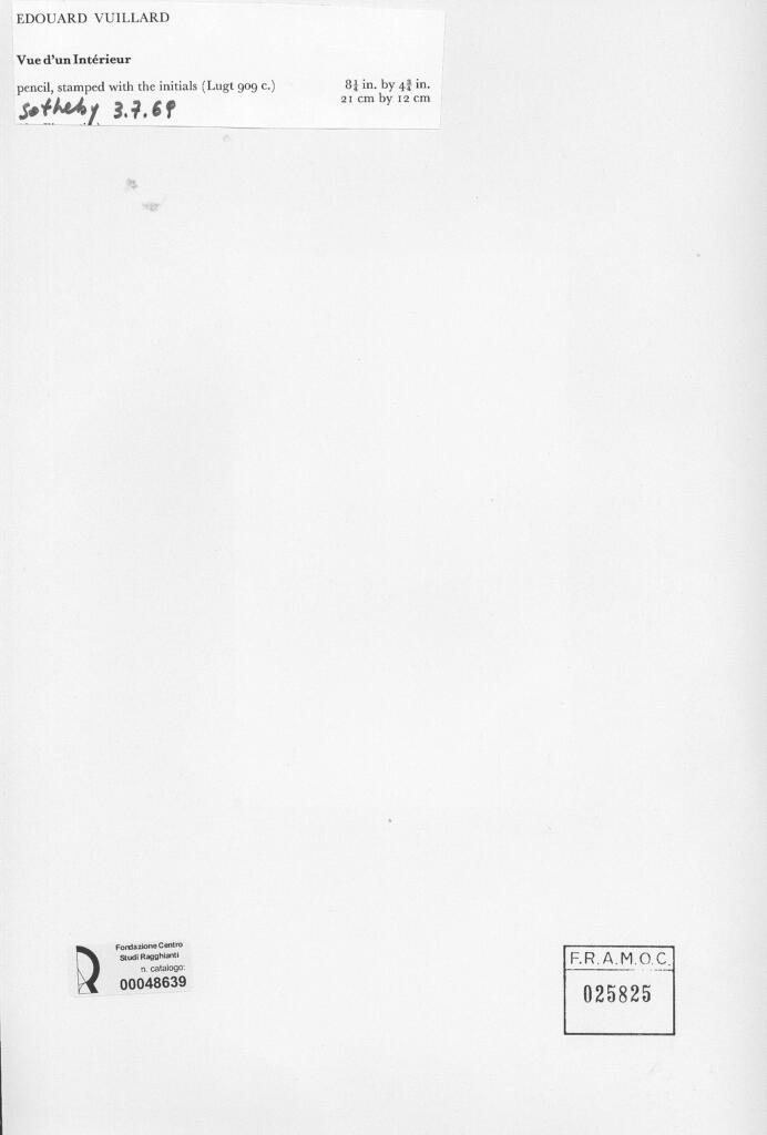 Anonimo , Vuillard, Edouard - sec. XX - Vue d'un Intérieur , retro