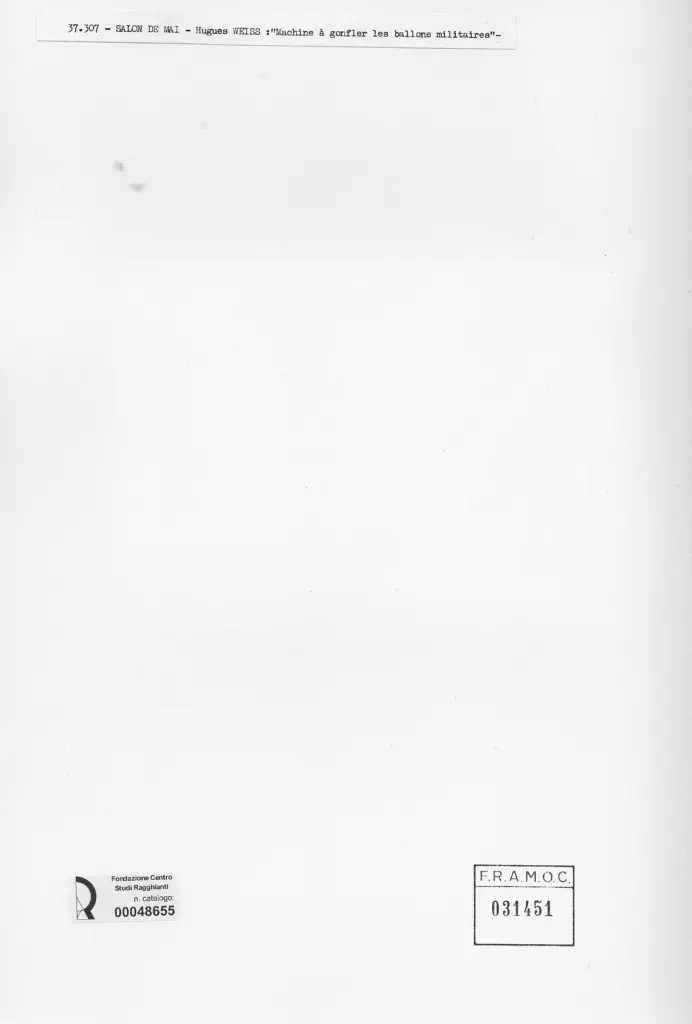 Anonimo , Weiss, Hugues - sec. XX/ XXI - Machine &agrave; gonfler les ballons militaires , retro