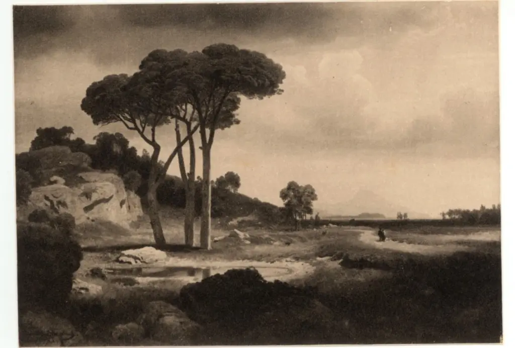 Anonimo , Achenbach, Oswald - sec. XIX - Paesaggio romano , fronte