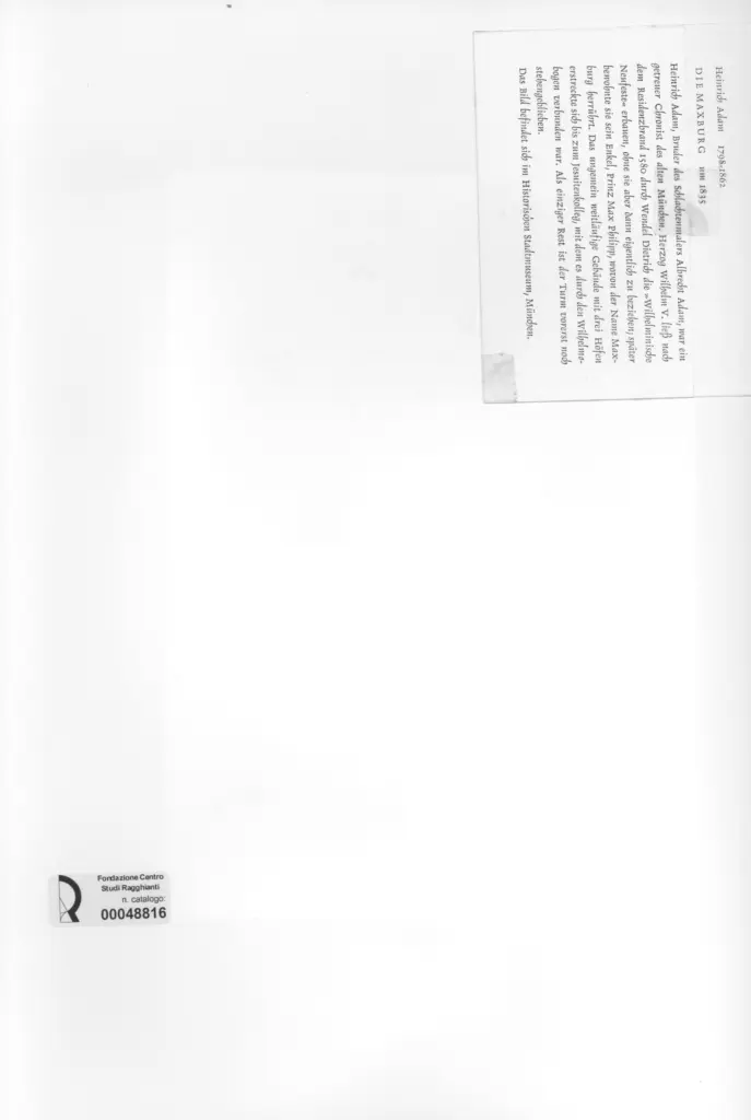 Anonimo , Heinrich, Adam - sec. XIX - Die Maxburg , retro