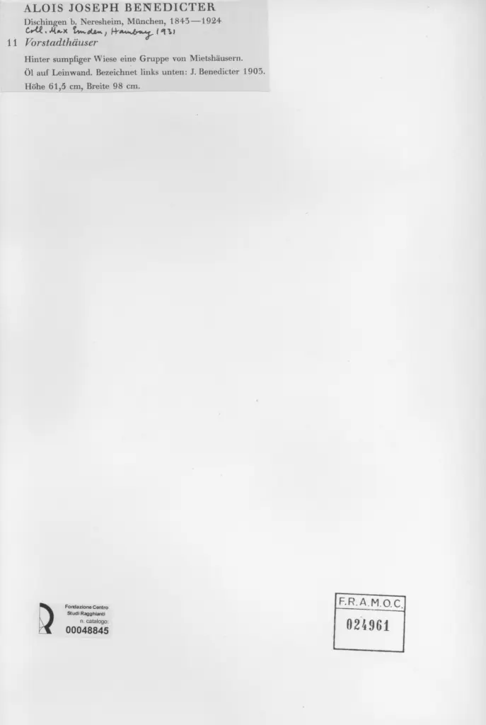 Anonimo , Benedicter, Alois Joseph - sec. XX - Vorstadthauser , retro