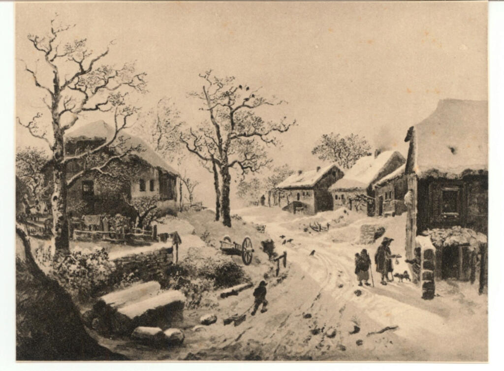 Anonimo , Burkel, Heinrich - sec. XIX - Paesaggio innevato , fronte