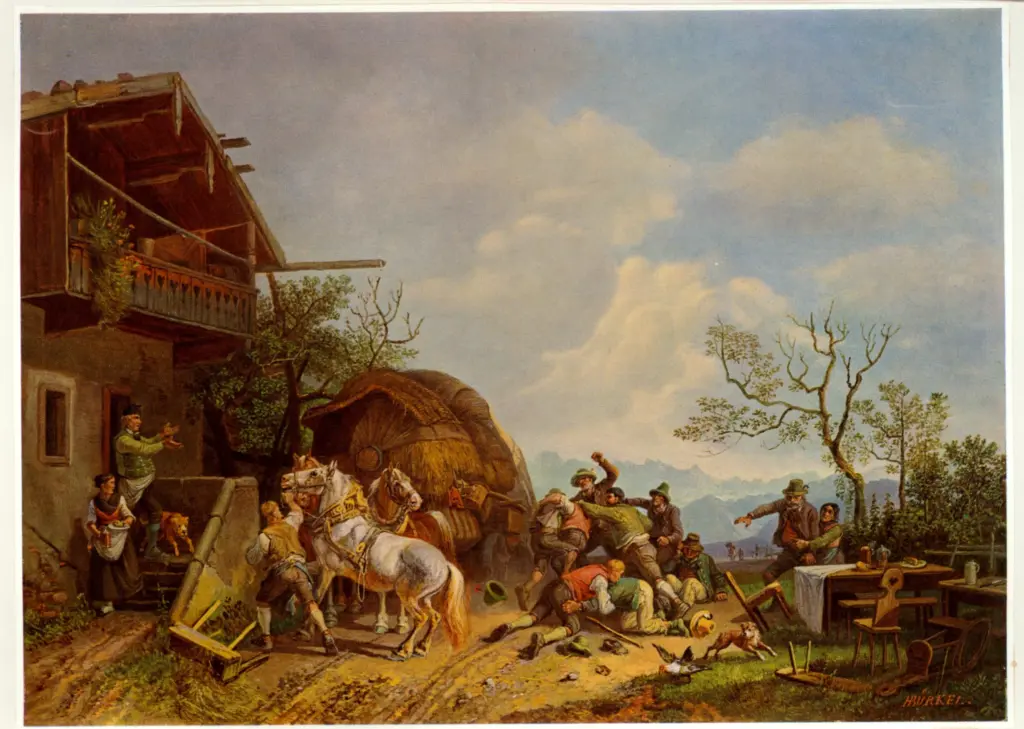 Burkel, Heinrich , Raufende Bauern -