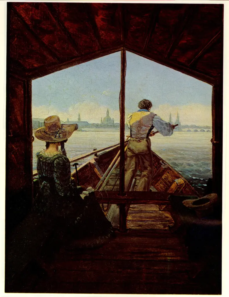 Anonimo , Carus, Carl Gustav - sec. XIX - On the Elbe near Dresden