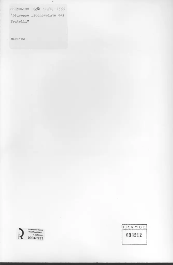 Anonimo , von Cornelius, Peter - sec. XVIII/ XIX - Giuseppe riconosciuto dai fratelli , retro