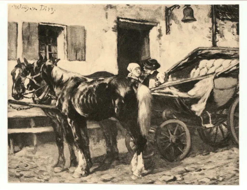 Anonimo , Von Diez, Wilhelm - sec. XIX/ XX - Liebesgeplauder vor dem Wirtshaus , fronte