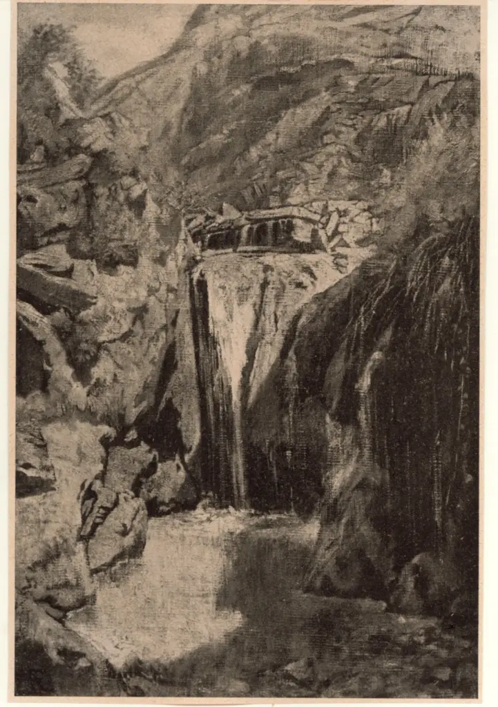 Anonimo , Feuerbach, Anselm - sec. XIX - Wasswrfall bei torbole , fronte