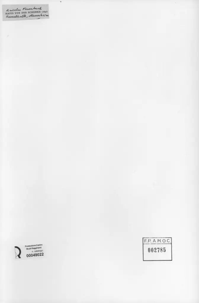 Anonimo , Feuerbach, Anselm - sec. XIX - Hafis vor der schenze , retro