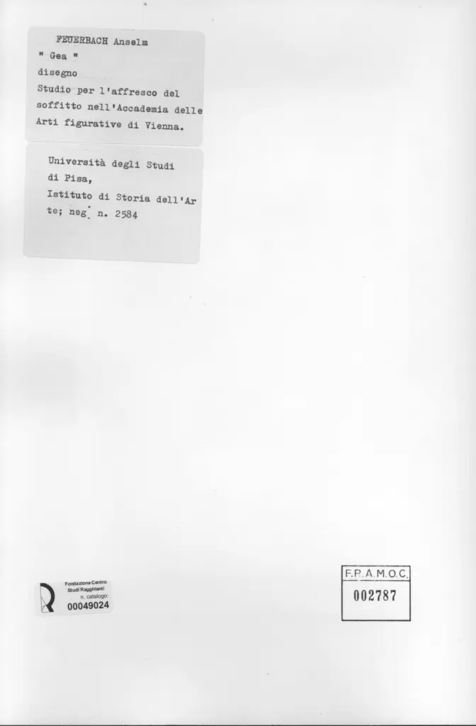Università di Pisa. Dipartimento di Storia delle Arti , Feuerbach, Anselm , retro
