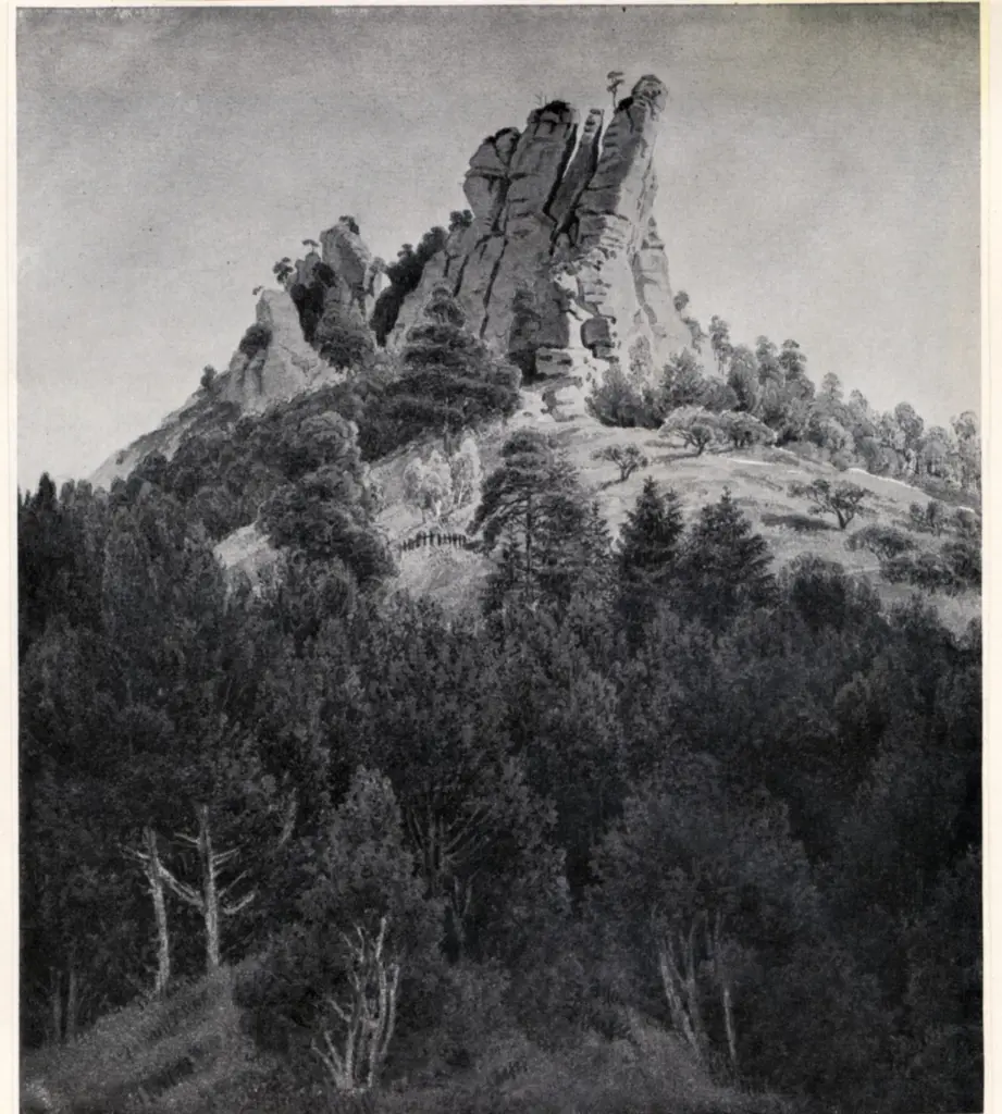 Anonimo , Friedrich, Caspar David - sec XIX - Der Heldstein bei Rathen a.d. Elbe , fronte