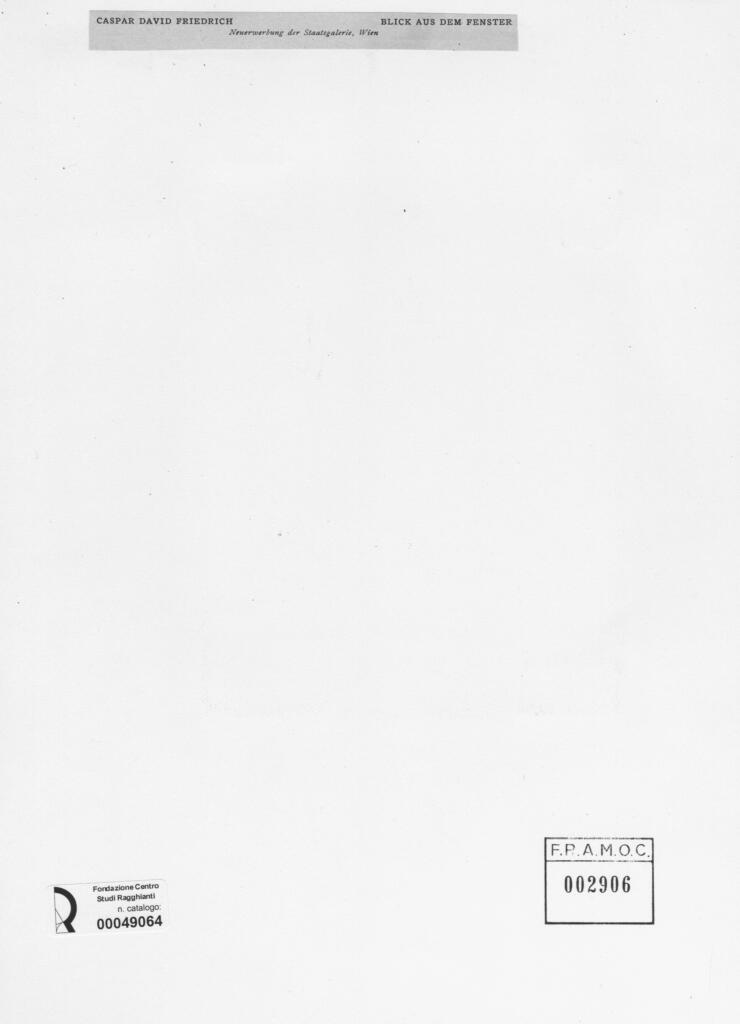 Anonimo , Friedrich, Caspar David - sec. XIX - Blick aus dem fenster , retro