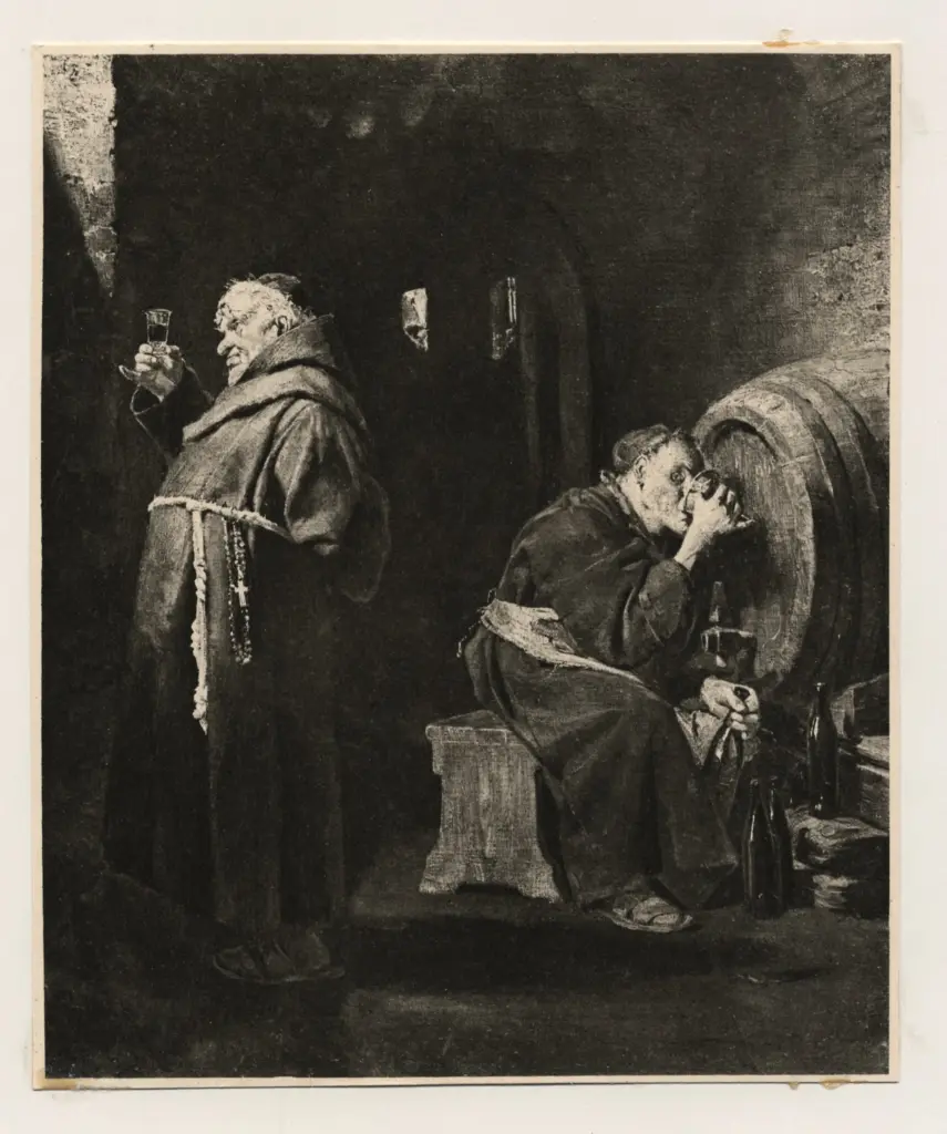 Anonimo , Grutzner, Eduard - sec. XIX/ XX - Frati che bevono vino , fronte