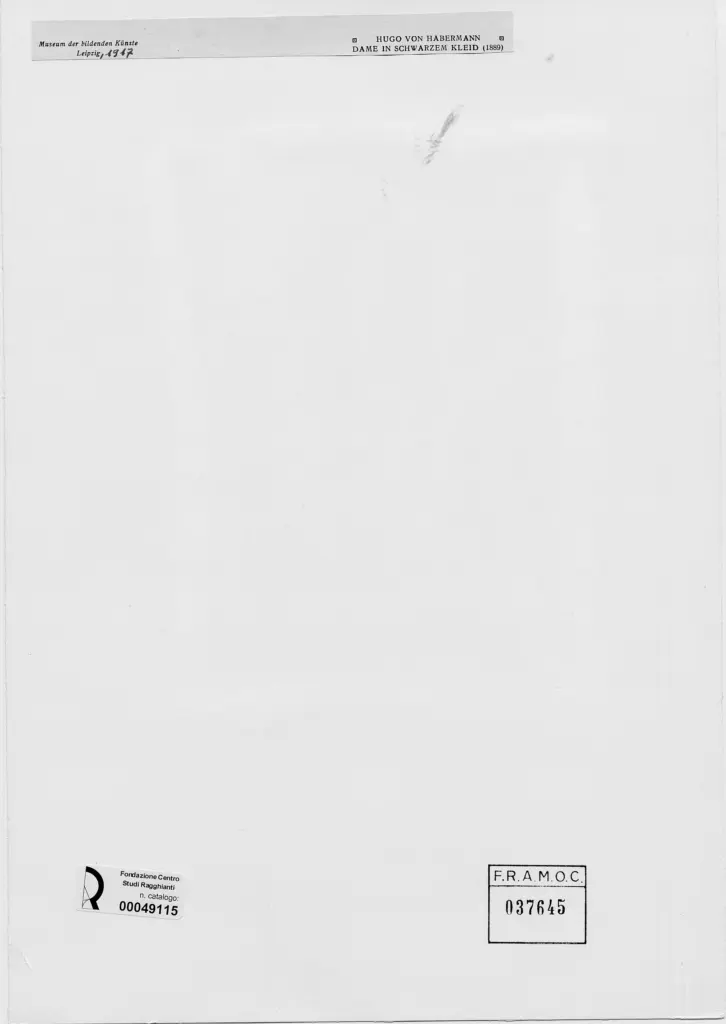 Anonimo , Habermann, Hugo - sec. XIX - Donna in abito nero , retro