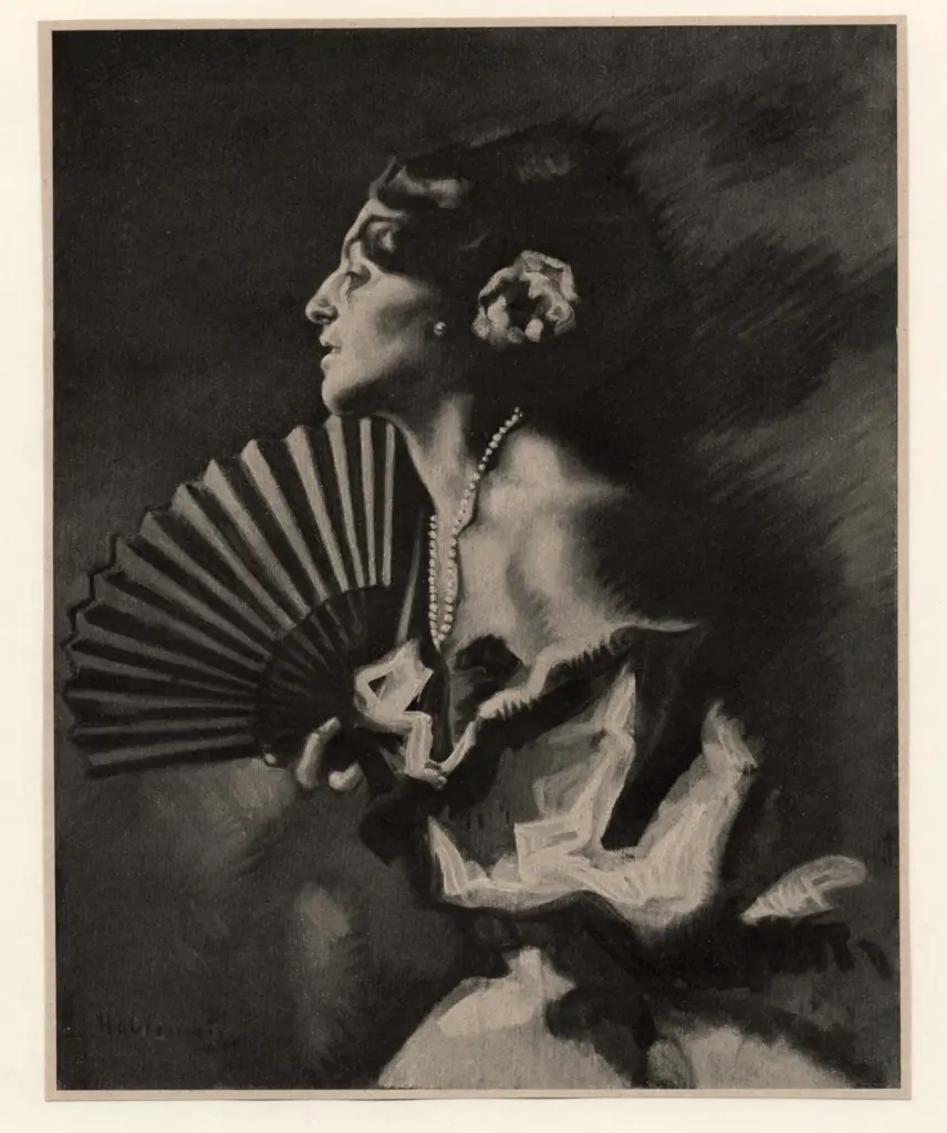 Habermann, Hugo , Ritratto di una signora con ventaglio