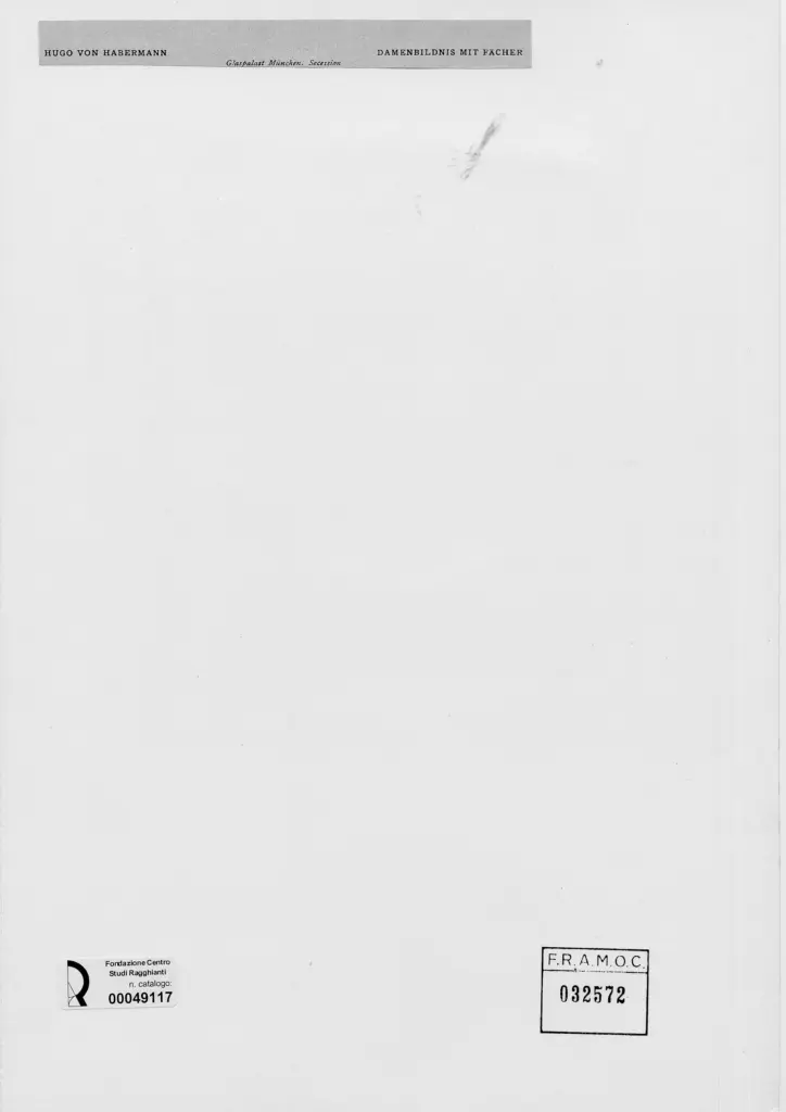 Anonimo , Habermann, Hugo - sec. XIX/ XX - Ritratto di una signora con ventaglio , retro