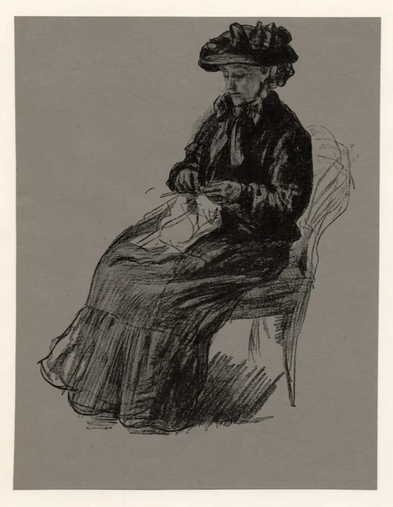 Hauptmann, Eugenie , Donna anziana che lavora ai ferri