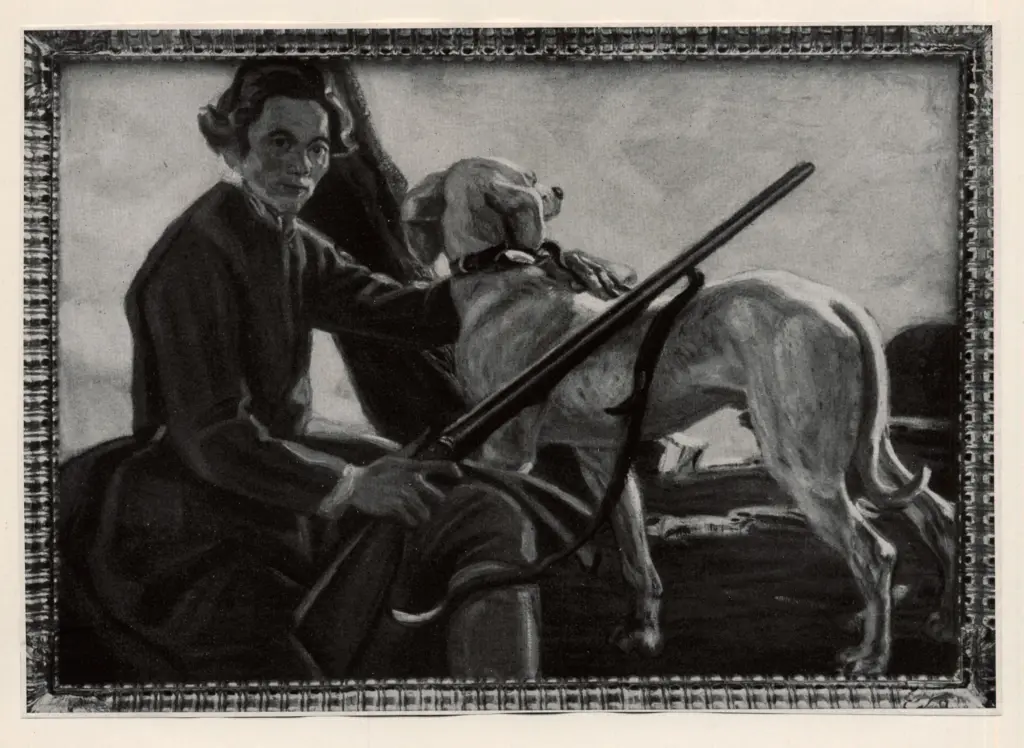 Anonimo , Herterich, Ludwig - sec. XIX/ XX - Ritratto di cacciatore con cane , fronte