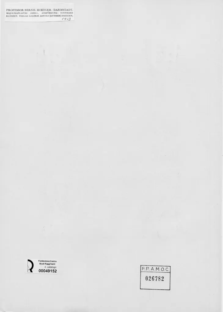 Anonimo , Hoetger, Bernhard - sec. XX - Vittoria , retro