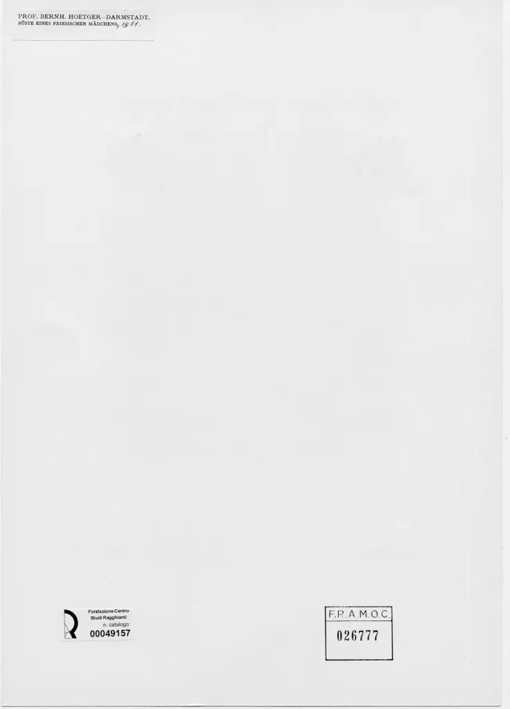 Anonimo , Hoetger, Bernhard - sec. XX - Busto di ragazza , retro