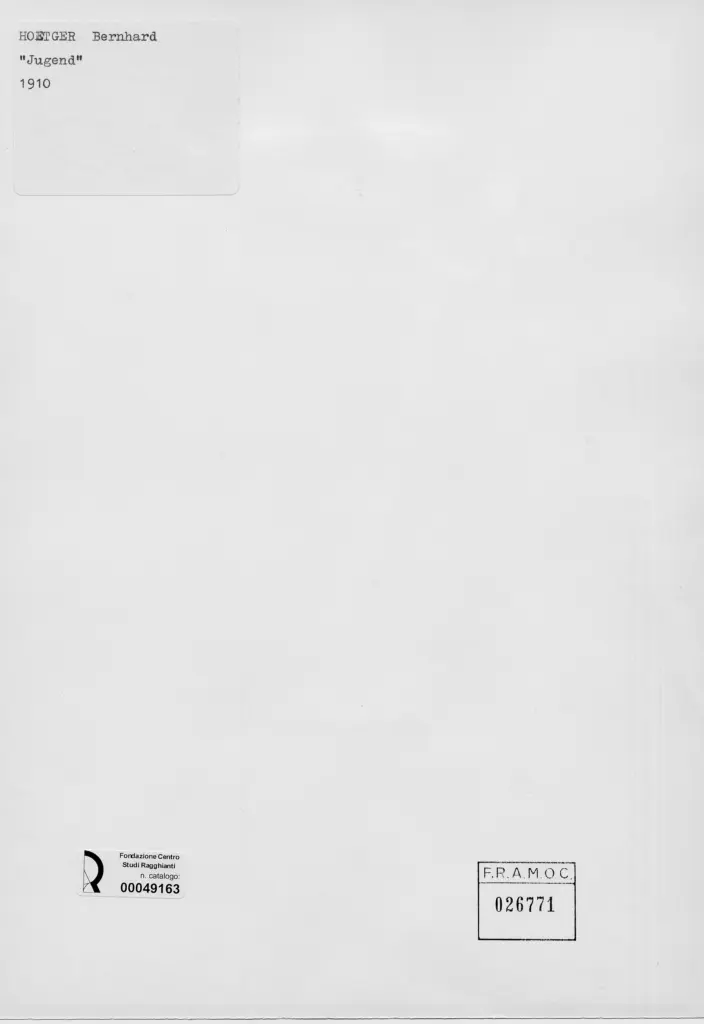 Anonimo , Hoetger, Bernhard - sec. XX - Gioventù , retro