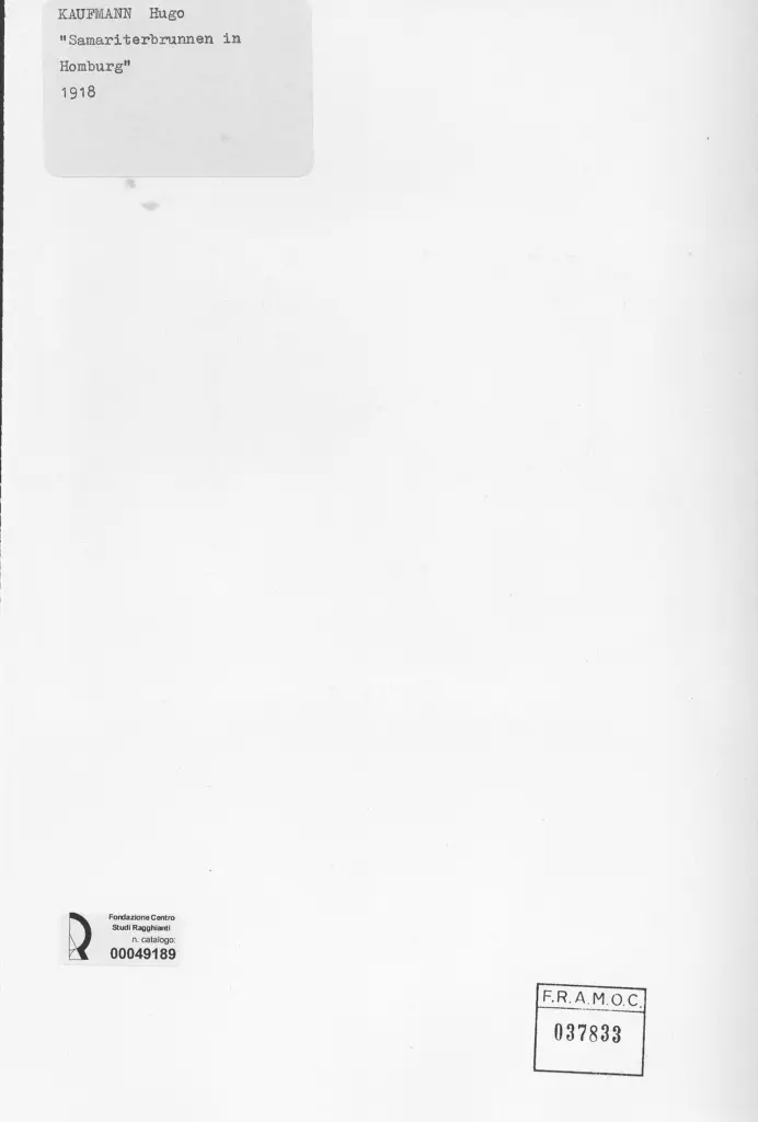 Anonimo , Kaufmann, Hugo Wilhelm - sec. XX - Samariterbrunnen in Hambyrg , retro