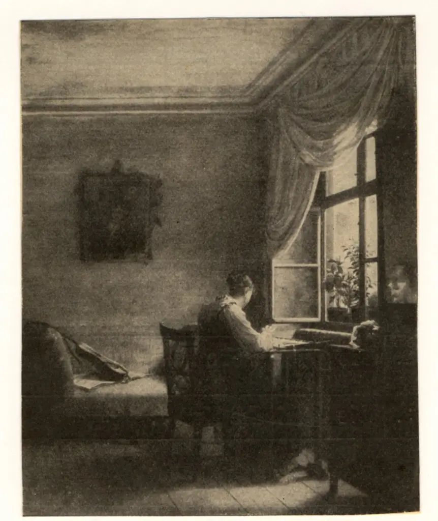 Anonimo , Kersting, Friedrich -Georg - sec. XIX - Stickendes M&auml;dchen , fronte