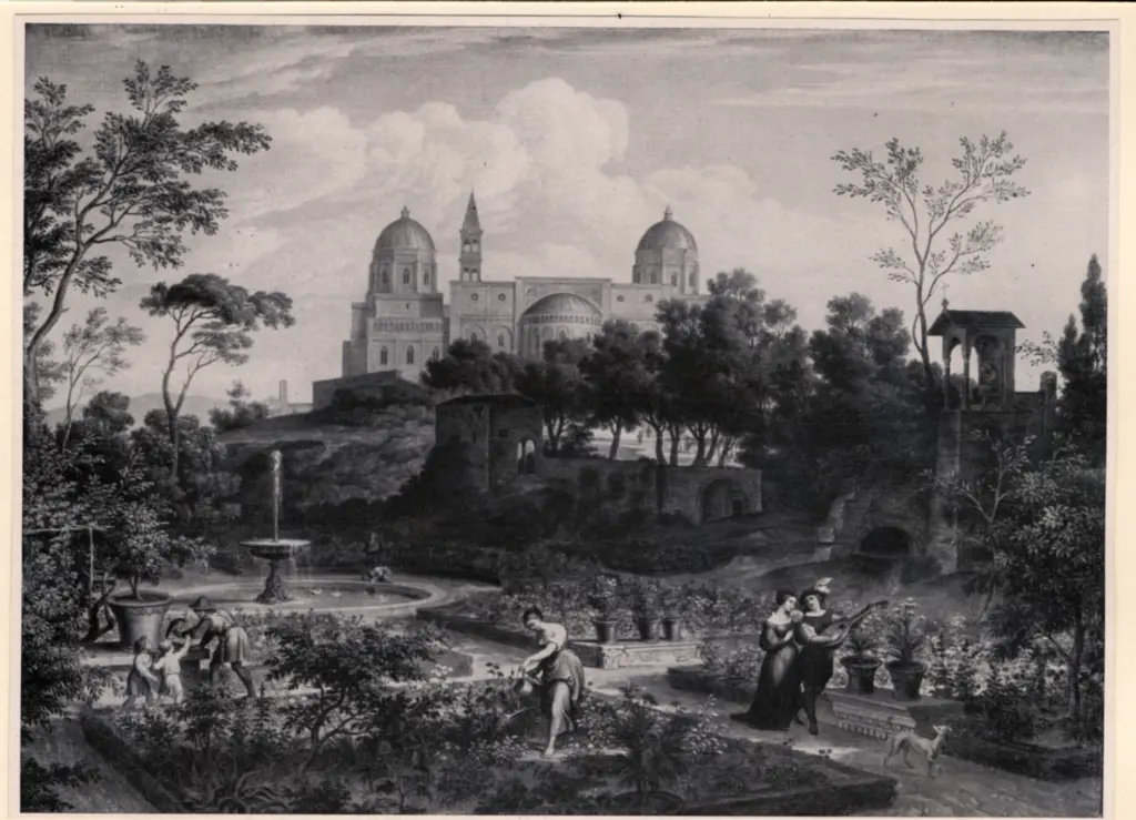 Anonimo , Koch, Joseph Anton - sec. XVIII/ XIX - Römische landschaft (Santa Maria Maggiore) , fronte