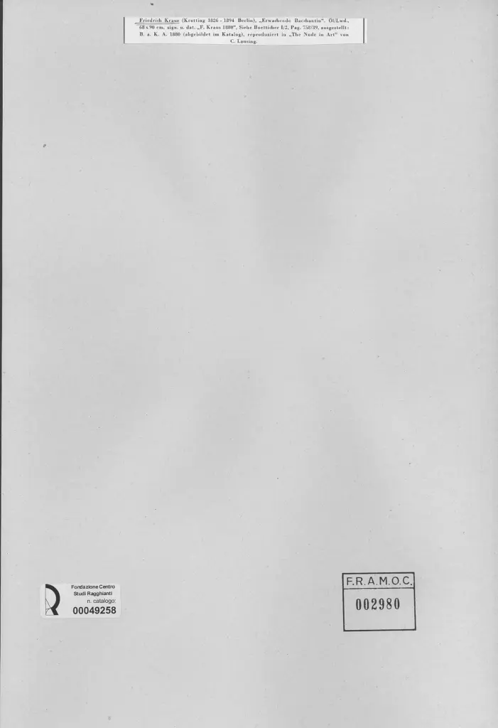 Anonimo , Kraus, Friedrich - sec. XIX - Erwachende Bacchantin , retro