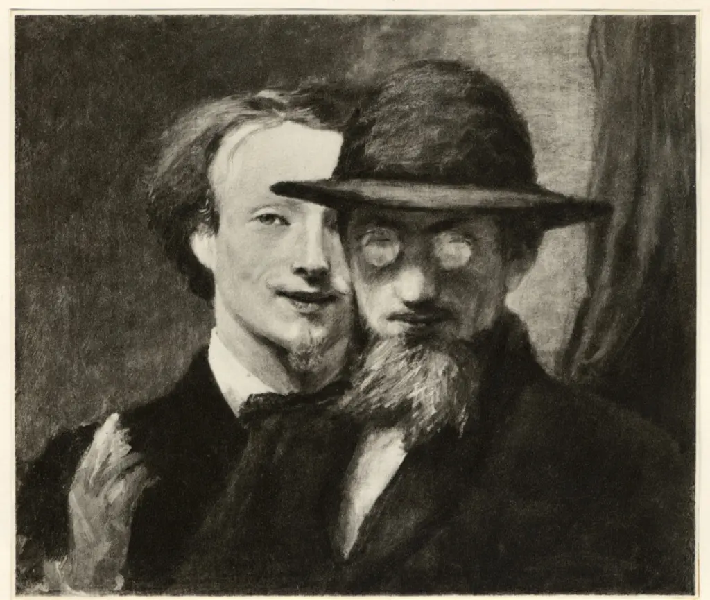 Anonimo , Von Marees, Hans - sec. XIX - Selbstbildnis mit Lenbach , fronte