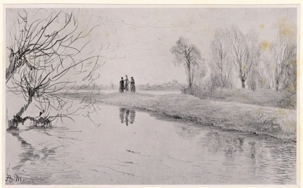 Anonimo , Von Menzel, Adolf - sec. XIX - Schafgraben mit staffage , fronte