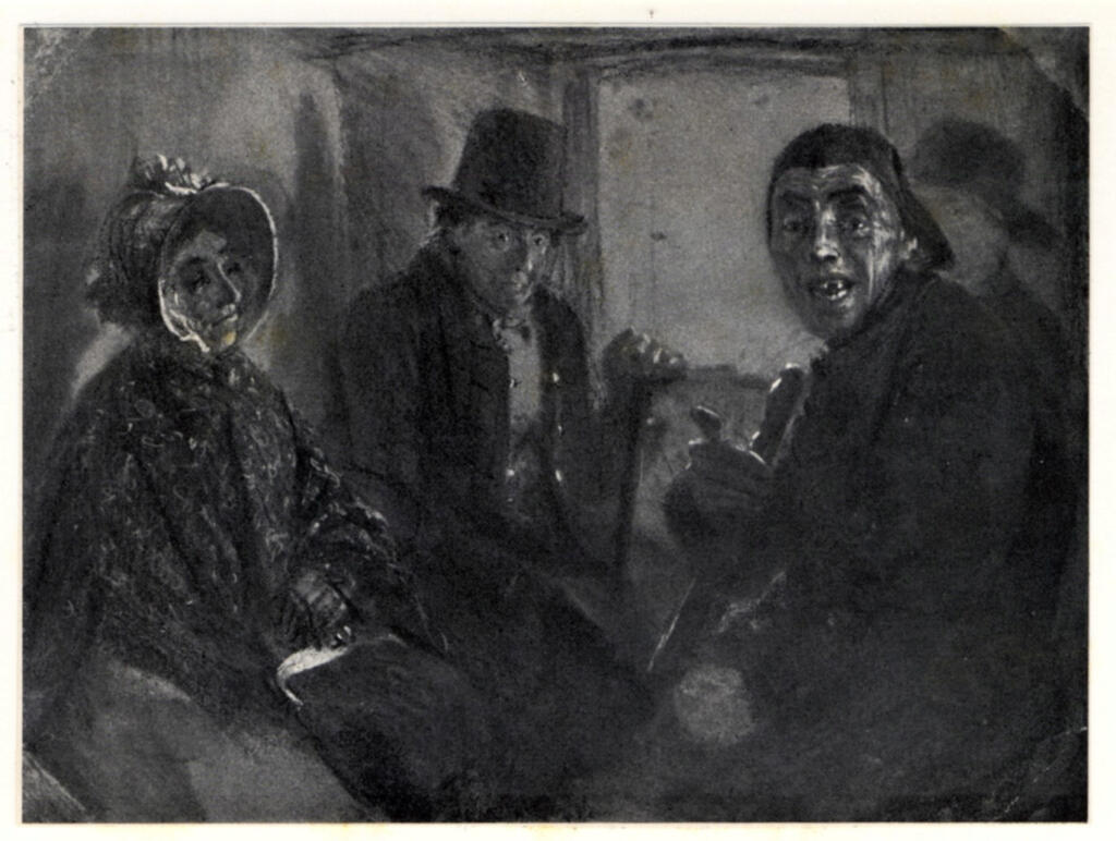 Von Menzel, Adolf , Vier Reisende in einem süddeutschen Eisenbahnwagen