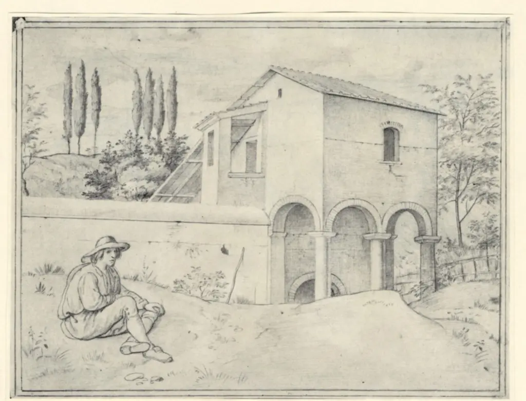 Anonimo , Olivier, Friedrich - sec. XIX - Giovane contadino in riposo davanti alla sua casa di campagna , fronte