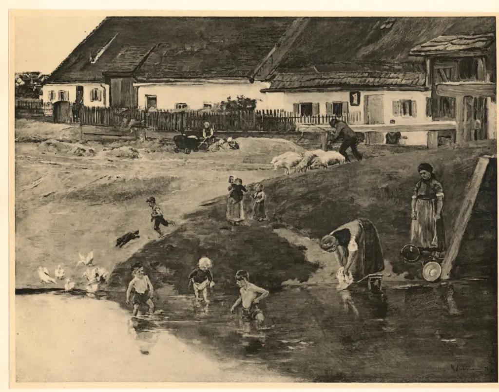 Liebermann, Max , Dorfidyll (Studie aus Etzenhausen bei Dachau)