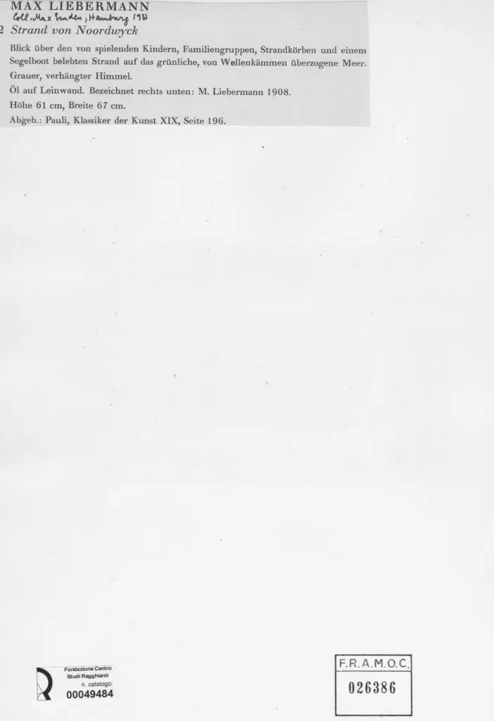 Anonimo , Liebermann, Max sec. XX , retro