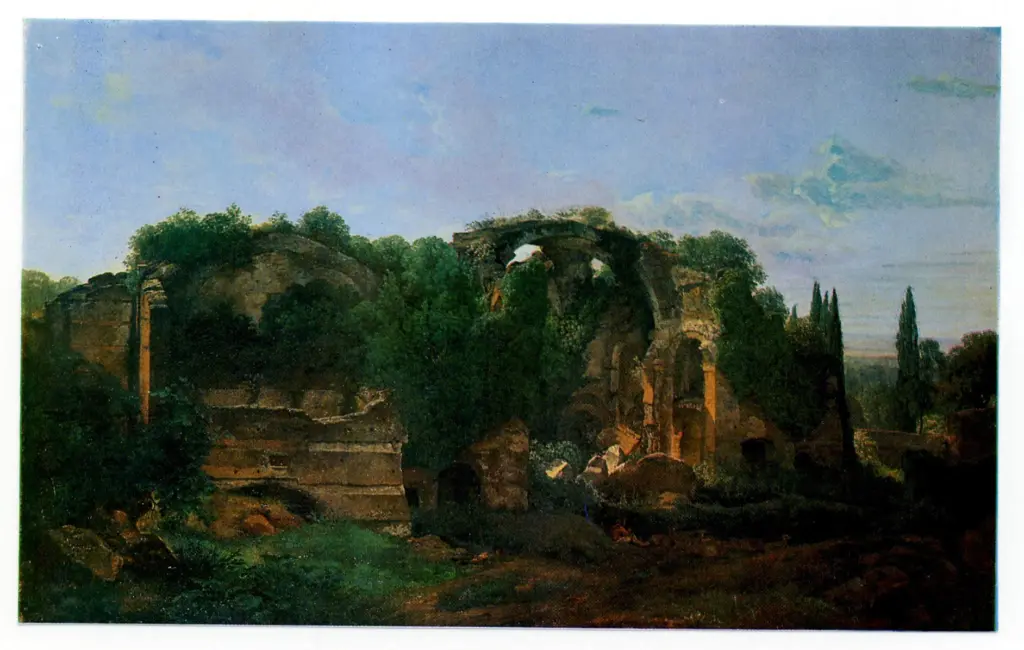 Anonimo , Reinhart, Johann Christian - sec. XVIII/ XIX - Pastore che si riposa col suo gregge all'ombra di rovine , fronte