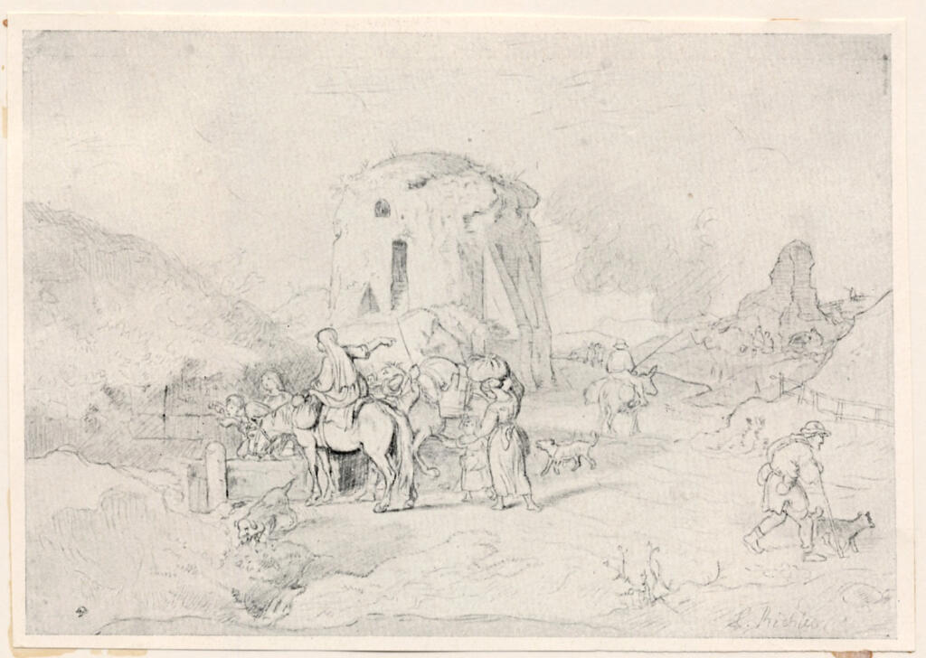 Anonimo , Richter, Ludwig - sec. XIX - Pozzo nella campagna di Roma , fronte