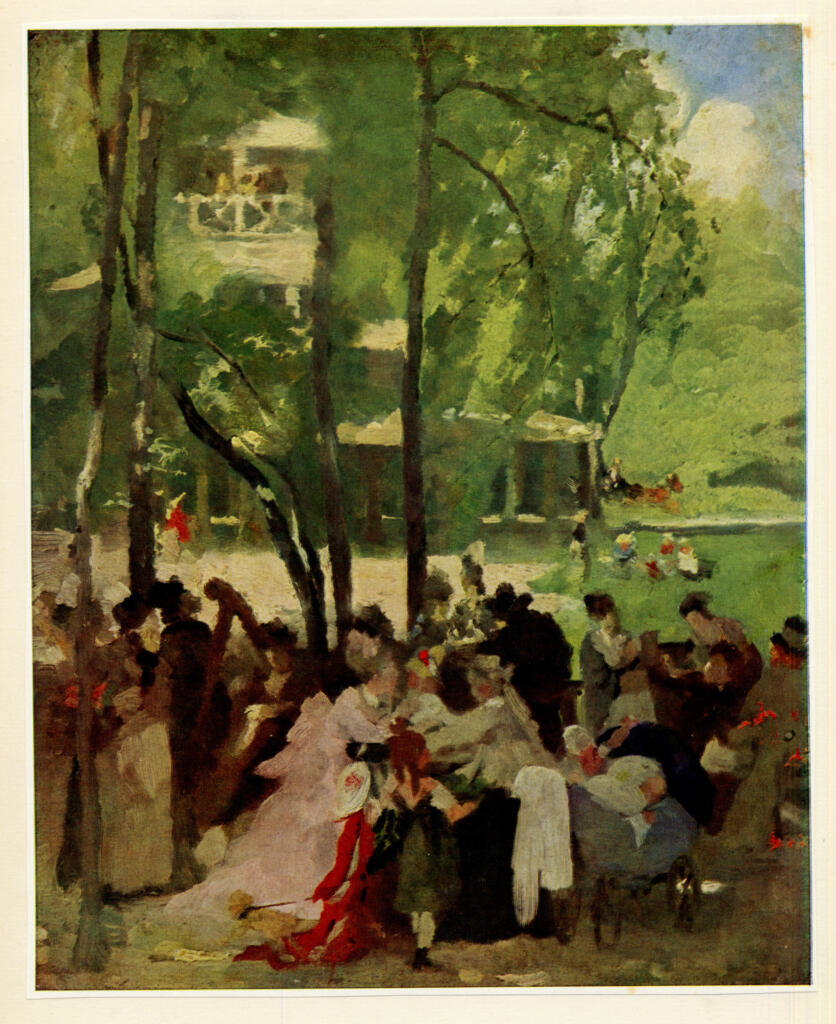 Anonimo , Schider, Fritz - sec. XIX - La torre cinese nel giardino inglese , fronte