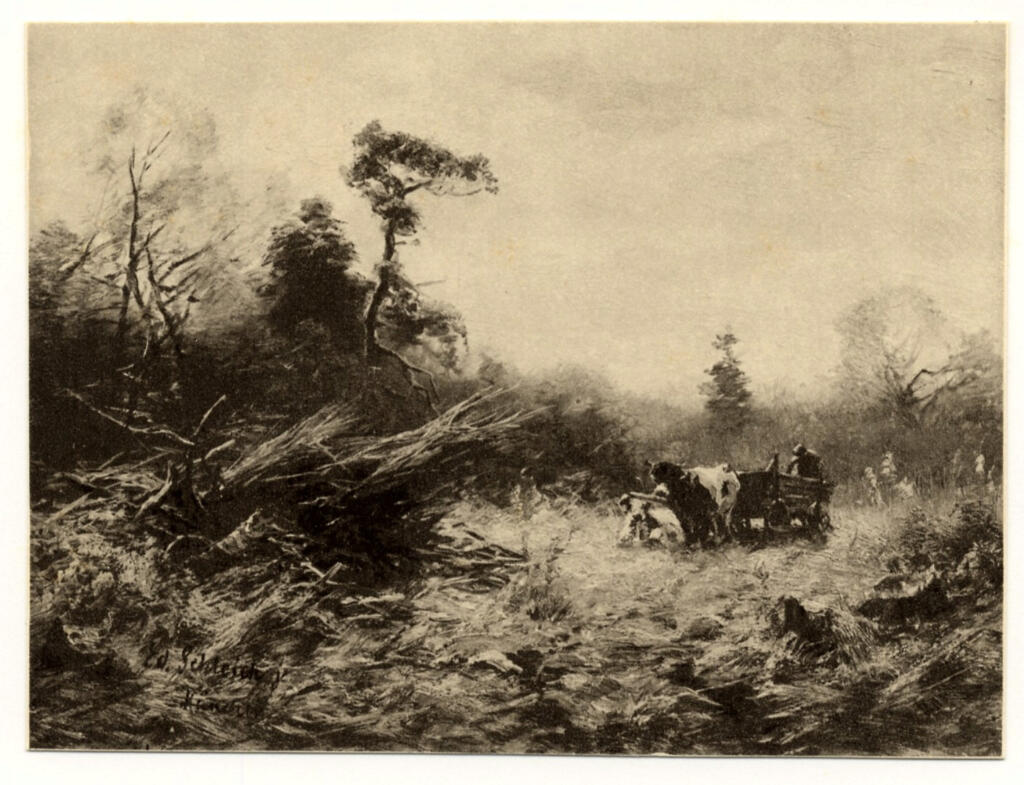 Anonimo , Schleich, Eduard jr - sec. XIX - Paesaggio con carro , fronte