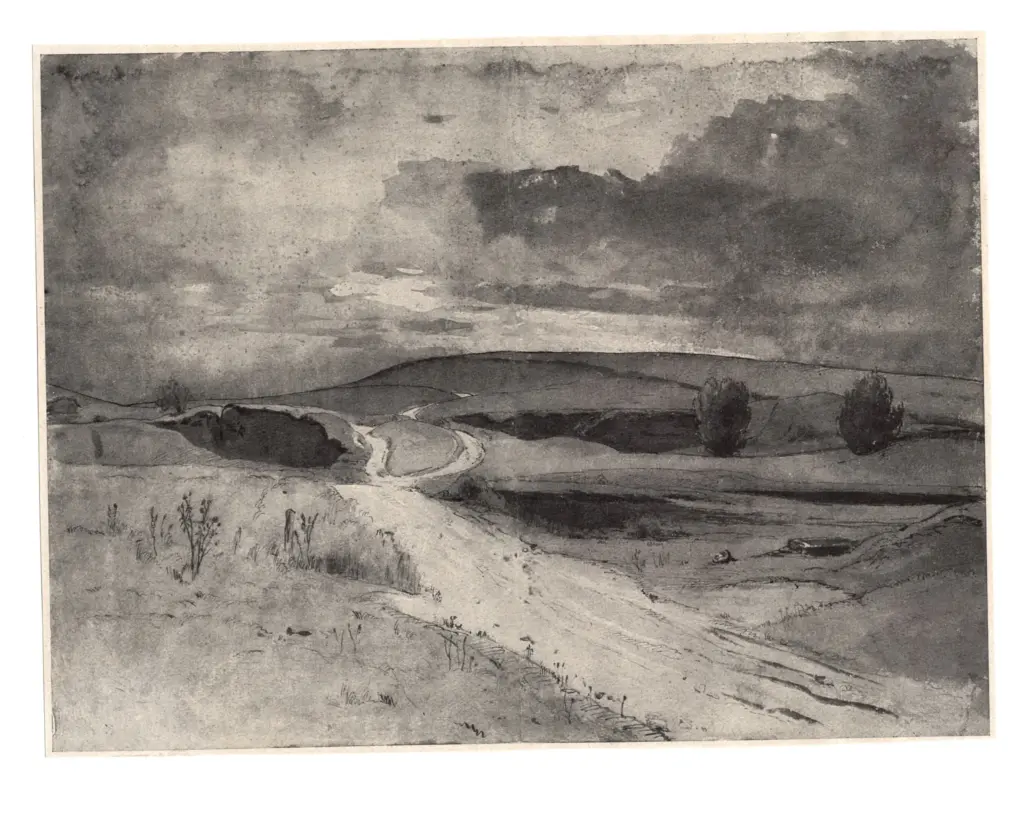 St&auml;bli, Adolf , - studio con paesaggio