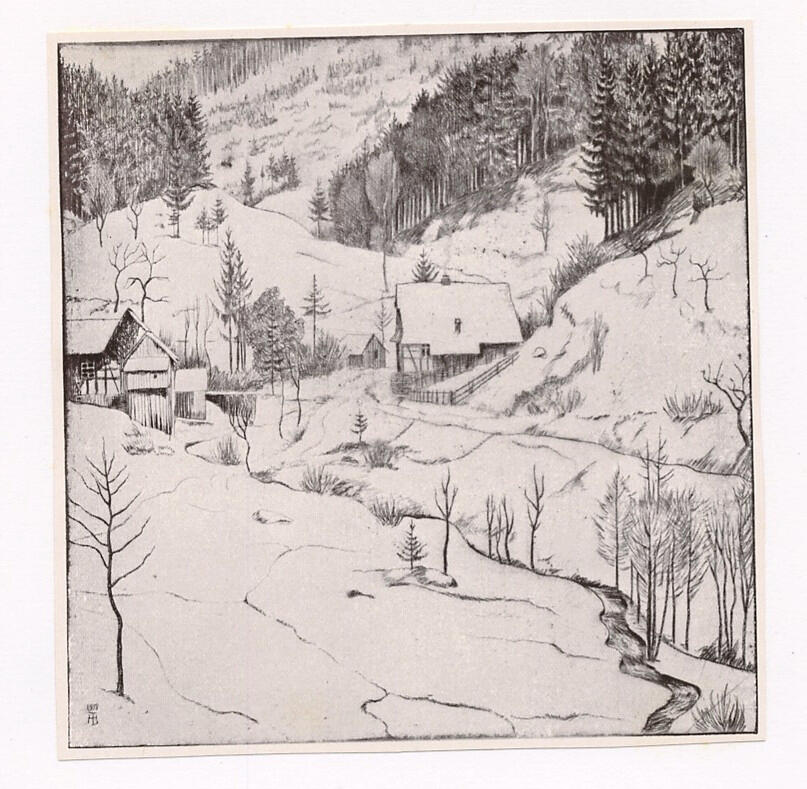 Thoma, Hans , Valle nella foresta nera con la neve
