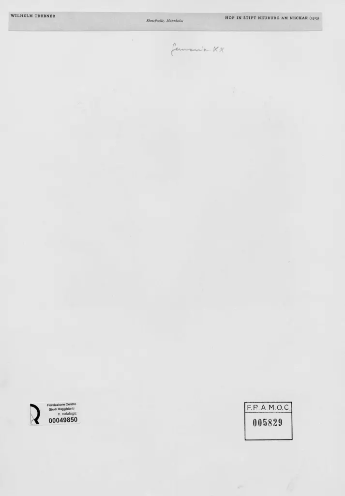 Anonimo , Trubner, Wilhelm - sec. XX - Cortile nel monastero di Neuburg sul Neckar , retro