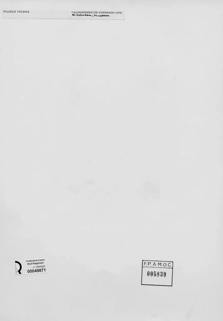 Anonimo , Trubner, Wilhelm - sec. XIX - Ritratto del direttore della galleria Eisenmann , retro