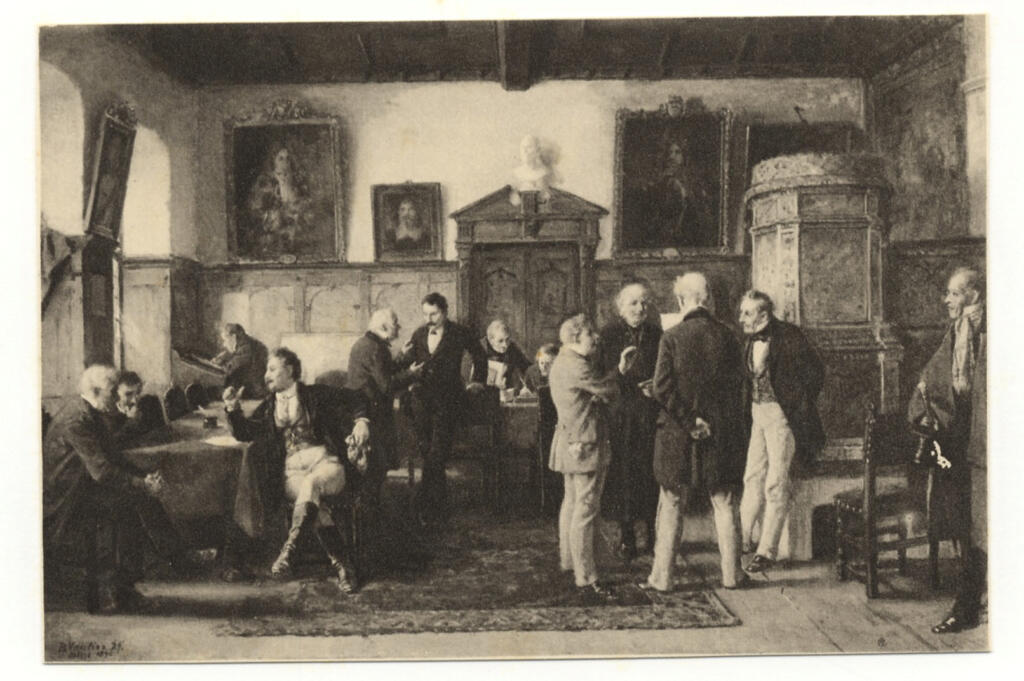 Anonimo , Vautier, Benjamin - sec. XIX - Gruppo di persone in una stanza , fronte
