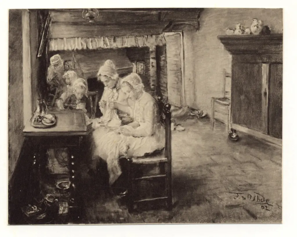 Anonimo , von Uhde, Fritz - sec. XIX - Ragazze al lavoro di ricamo