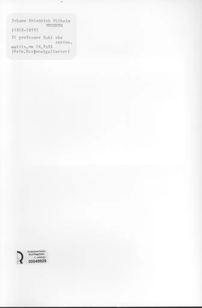 Anonimo , Wegner, Johann Friedrich Willhem - sec. XIX - Il professor Dahl che scrive , retro