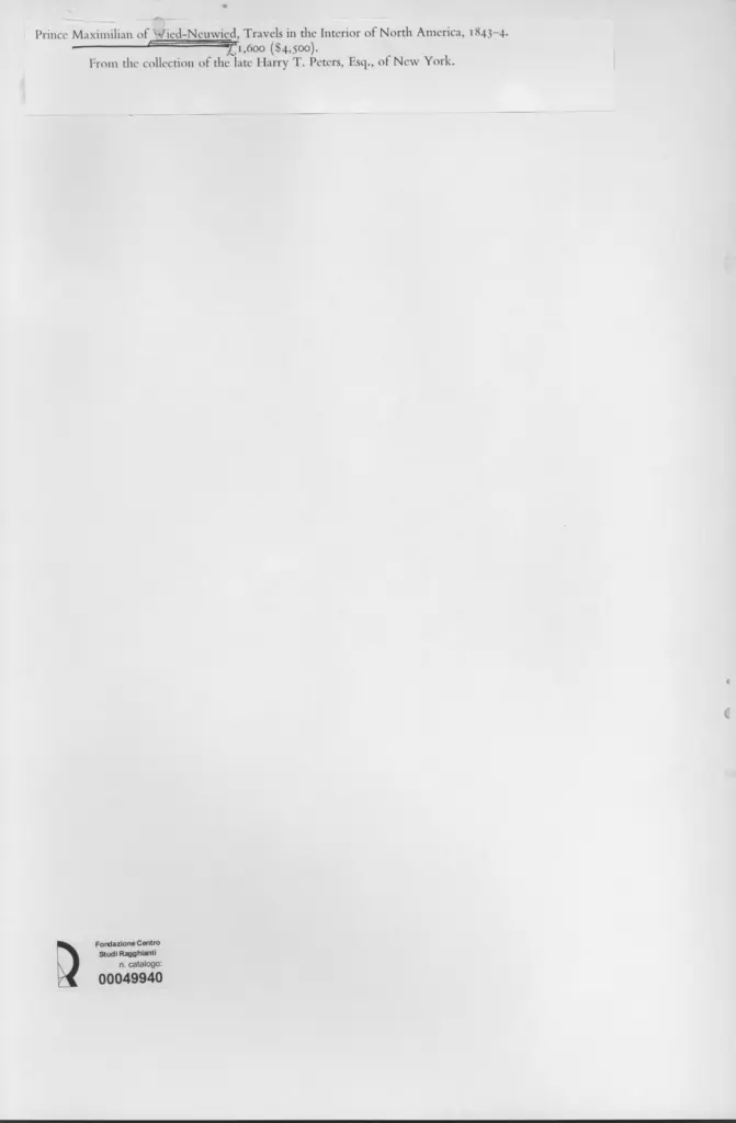 Anonimo , Prince Maximilian zu Wied-Neuwied - sec. XIX - Travels in the interior of North America , retro